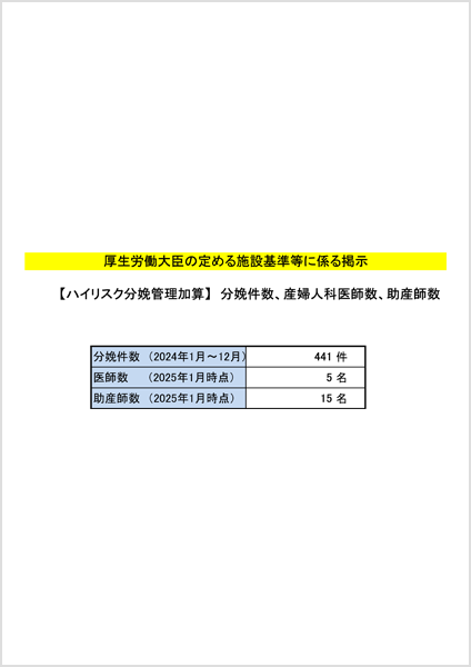 ハイリスク分娩管理加算